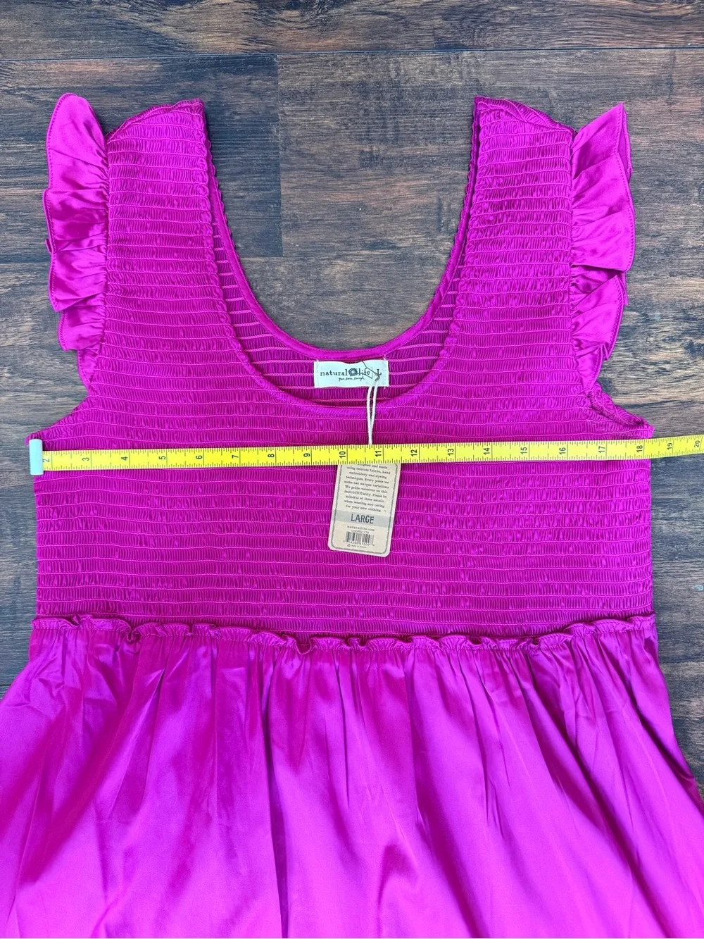 Natural Life Olivia Magenta Smocked Maxi Dress Sz L Boho Chic NWT - Picture 9 of 12